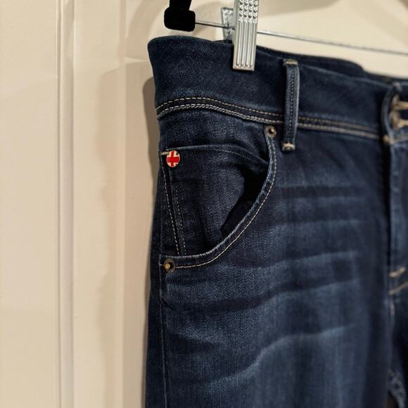 Hudson Jeans skinny double button and button back pocket dark denim women sz 31 - Picture 2 of 7